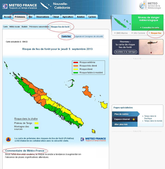 Carte previfeu indications web