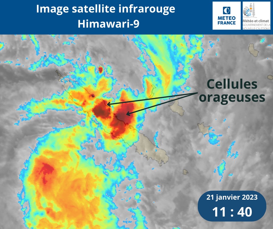 Image satellite Infrarouge du 21/01/2023 à 11h40 (Himawari-9)