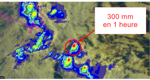  Lame d’eau radar ANTILOPE, le 13/09/2024 entre 8 et 9 h du matin.
