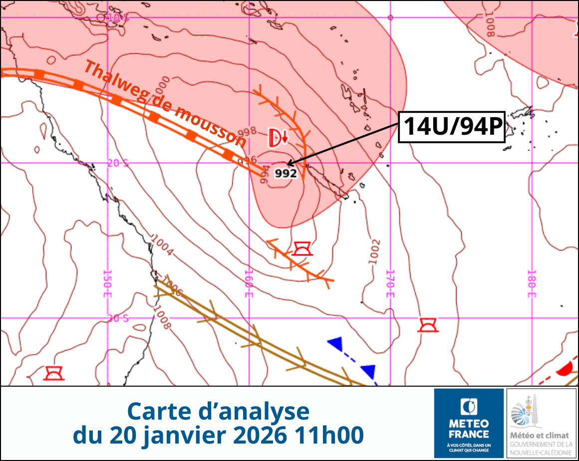 Carte d'analyse du 20 janvier à 11h00