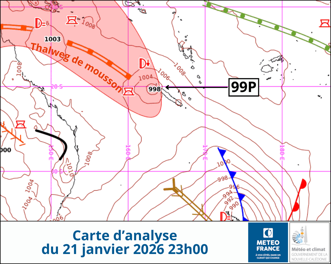 Carte d'analyse du 21 janvier à 23h00
