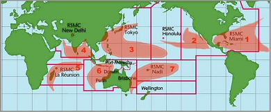 Il existe sept bassins où se produisent les cyclones tropicaux