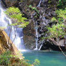 Cascade des cornes du Diable au fond du parc de la Rivière Bleue  © 